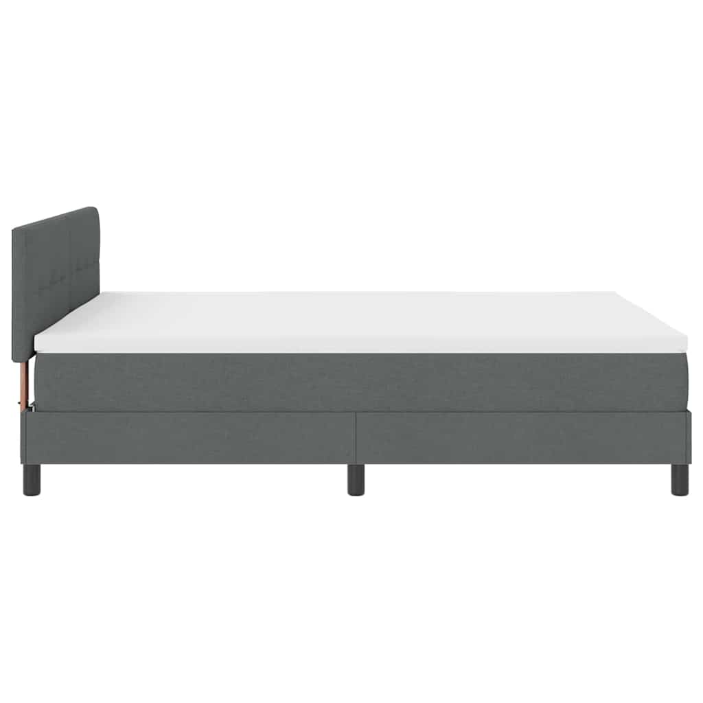 Box Spring Bed Dark Grey and White 137 x 187 cm Fabric