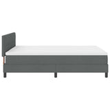 Box Spring Bed Dark Grey and White 137 x 187 cm Fabric