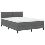 Box Spring Bed Dark Grey and White 152 x 203 cm Fabric