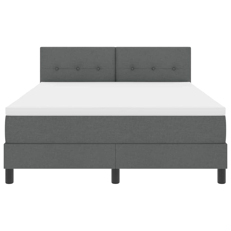 Box Spring Bed Dark Grey and White 152 x 203 cm Fabric