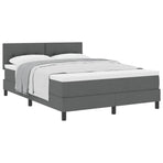 Box Spring Bed Dark Grey and White 152 x 203 cm Fabric