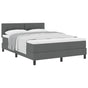 Box Spring Bed Dark Grey and White 152 x 203 cm Fabric