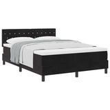 Box Spring Bed Black and White 137 x 187 cm Velvet - Side View