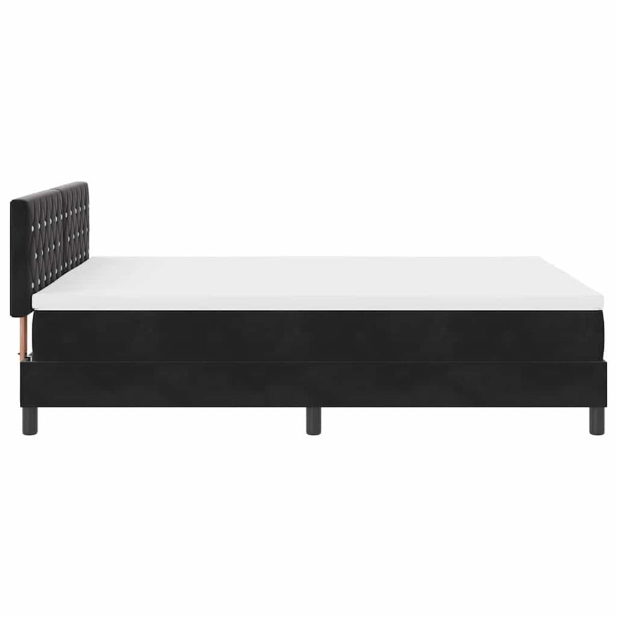 Box Spring Bed Black and White 152 x 203 cm Velvet
