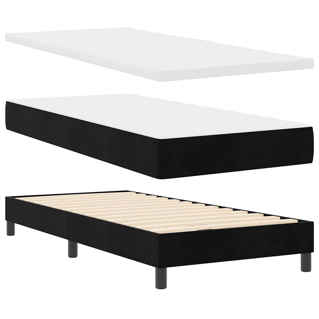 Box Spring Bed Black and White 107 x 203 cm Fabric
