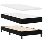 Box Spring Bed Black and White 107 x 203 cm Fabric