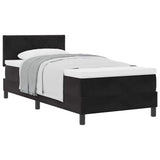 Box Spring Bed Black and White 107 x 203 cm Fabric
