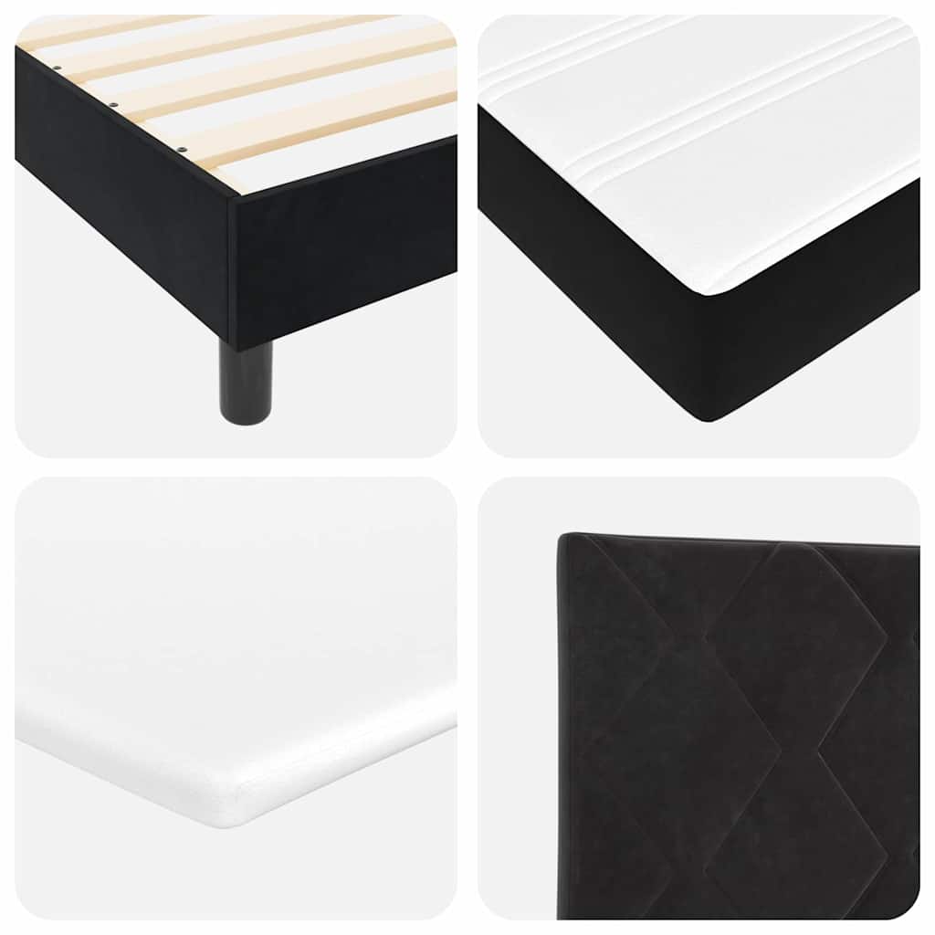 Box Spring Bed Black and White 137 x 187 cm Velvet