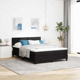 Box Spring Bed Geometric Manual Black, White 193 x 137 x 88 cm
