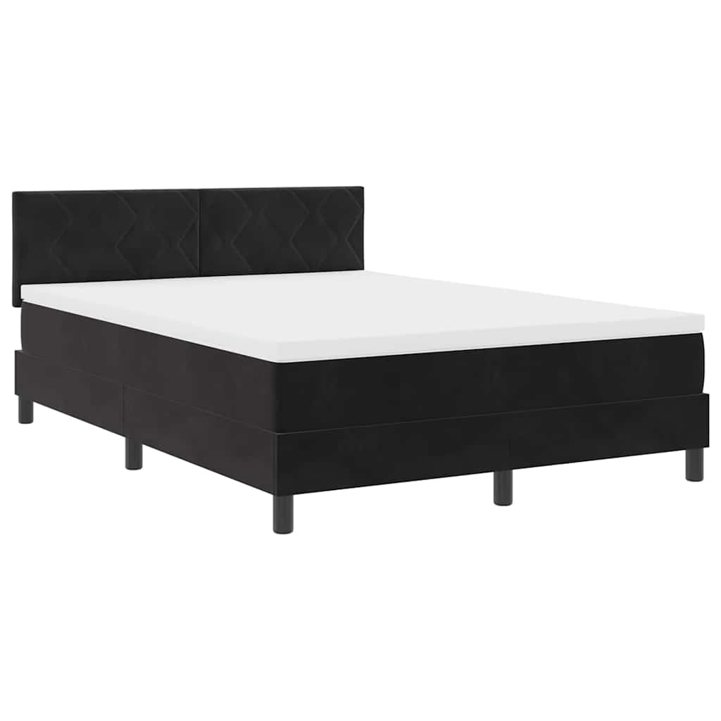 Box Spring Bed Black and White 137 x 187 cm Velvet