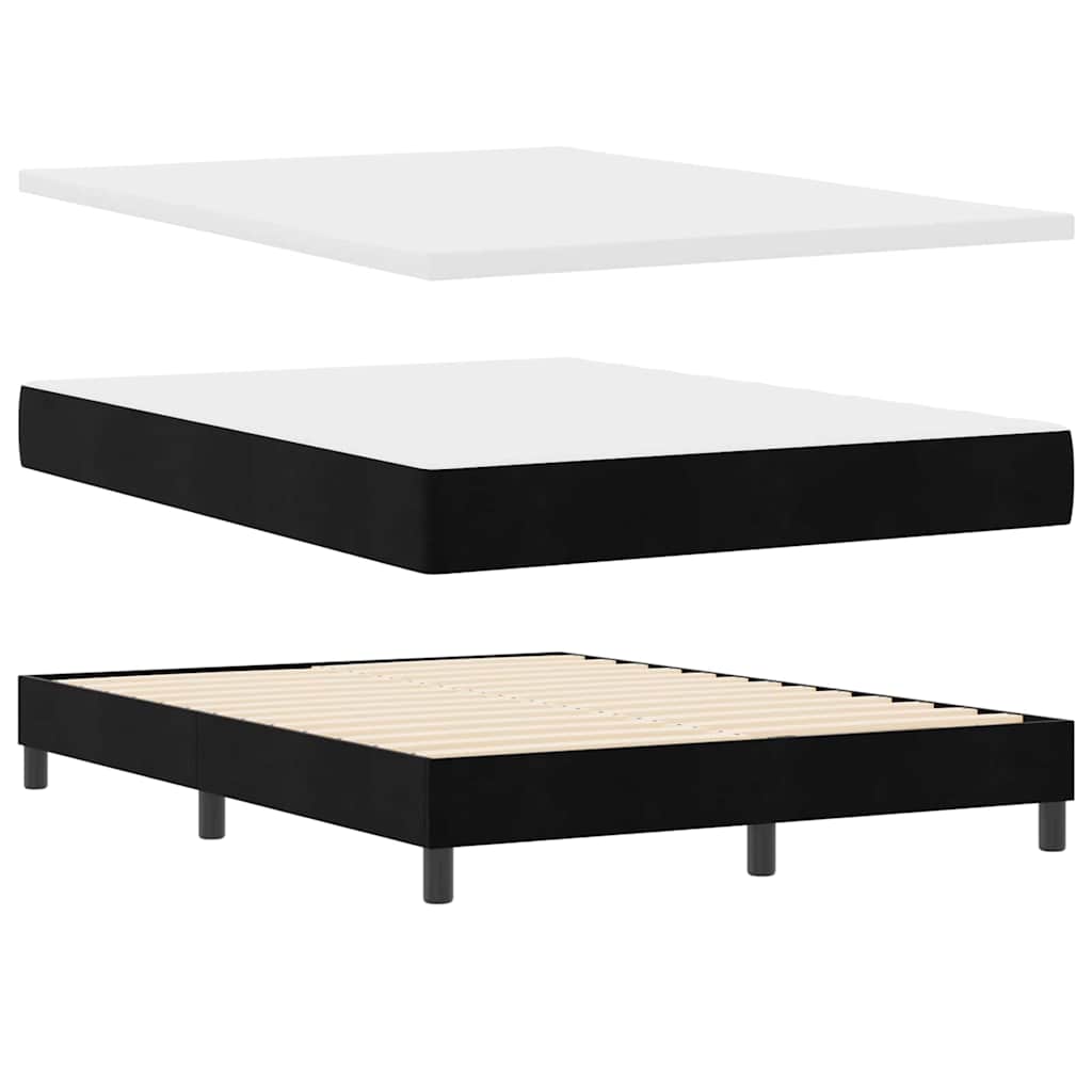 Box Spring Bed Black and White 137 x 187 cm Velvet