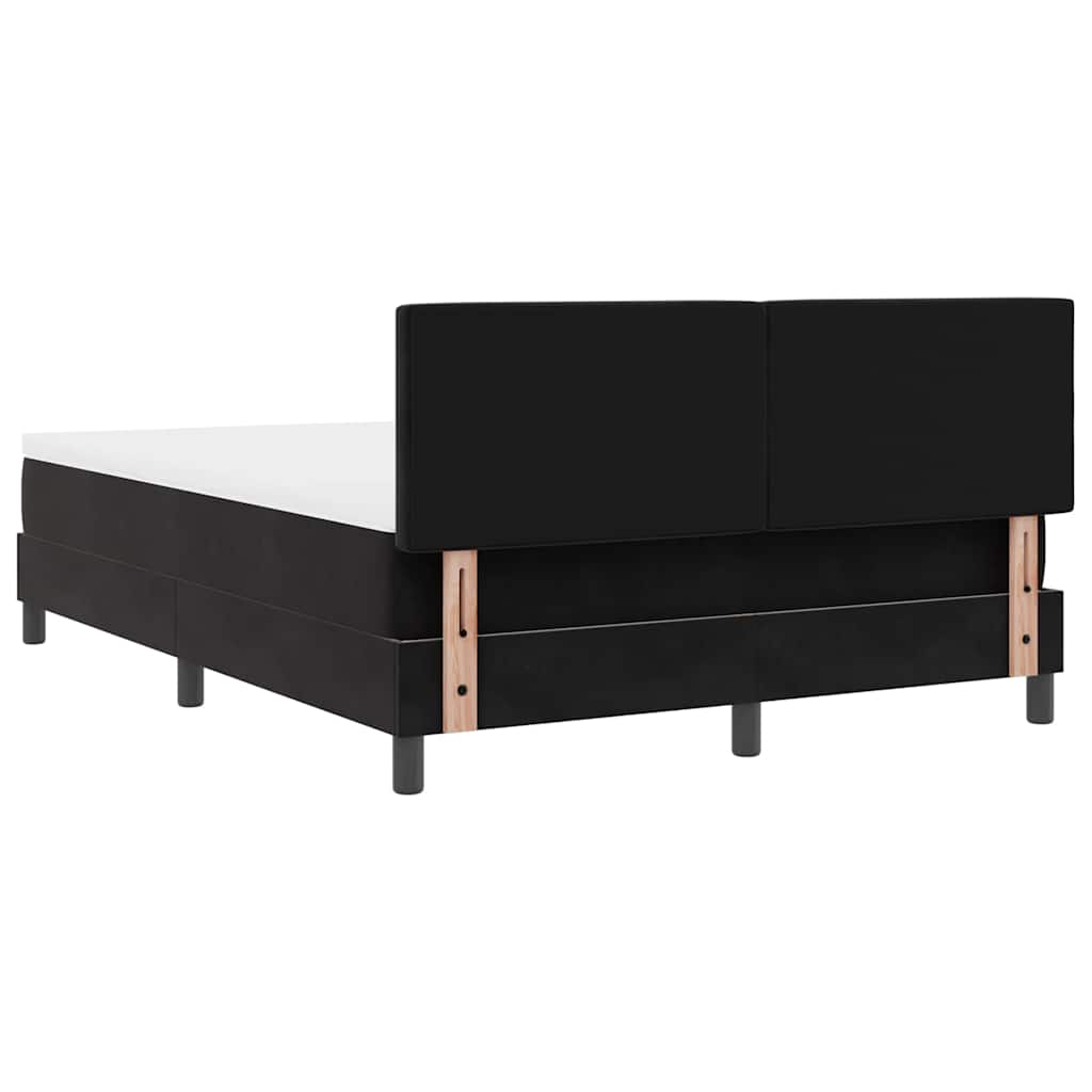 Box Spring Bed Black and White 137 x 187 cm Velvet
