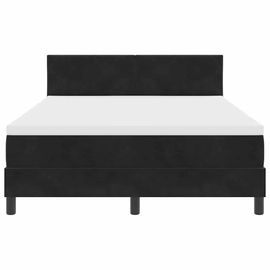 Box Spring Bed Black and White 137 x 187 cm Velvet