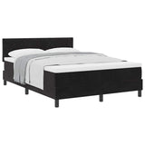 Box Spring Bed Black and White 137 x 187 cm Velvet