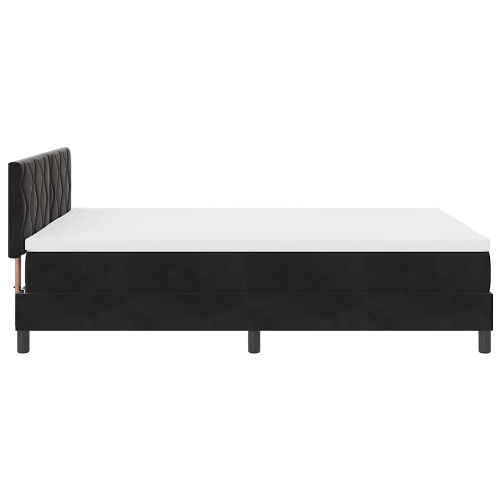 Box Spring Bed Black and White 137 x 187 cm Velvet