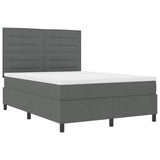 Box Spring Bed Dark Grey and White 152 x 203 cm Fabric