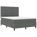 Box Spring Bed Dark Grey and White 152 x 203 cm Fabric