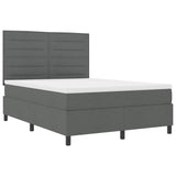 Box Spring Bed Striped with Headboard White 203 x 152 x 128 cm - Rear View