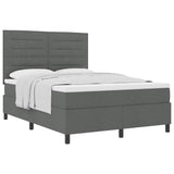 Box Spring Bed Dark Grey and White 152 x 203 cm Fabric