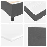 Box Spring Bed Dark Grey and White 137 x 190 cm Fabric