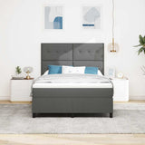 Box Spring Bed Dark Grey and White 137 x 190 cm Fabric - Top-Down View