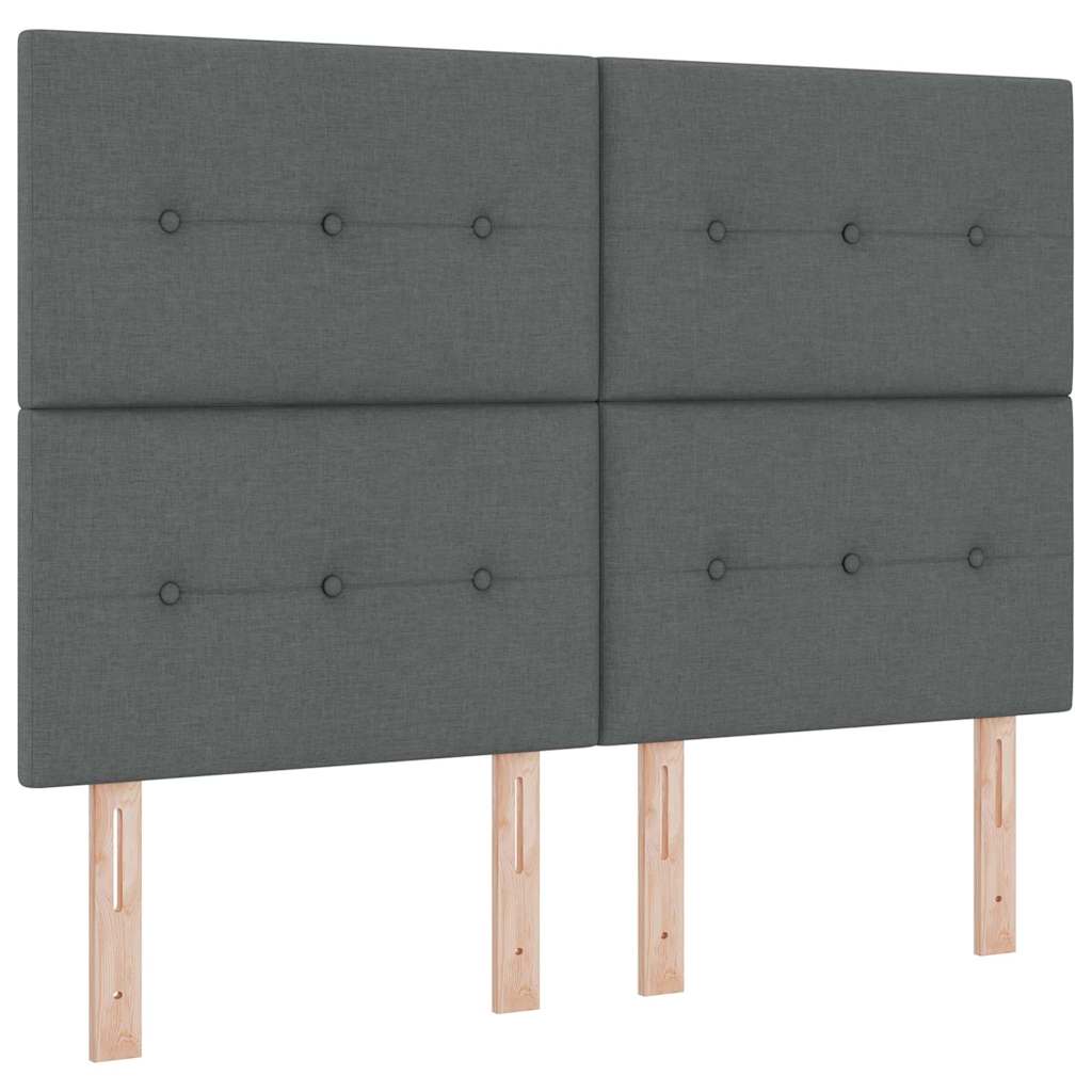 Box Spring Bed Dark Grey and White 137 x 190 cm Fabric