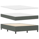 Box Spring Bed Dark Grey and White 137 x 190 cm Fabric - Rear View