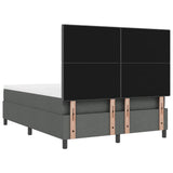 Box Spring Bed Dark Grey and White 137 x 190 cm Fabric
