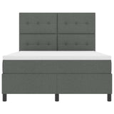Box Spring Bed Dark Grey and White 137 x 190 cm Fabric - Close-Up Angle