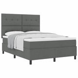 Box Spring Bed Dark Grey and White 137 x 190 cm Fabric