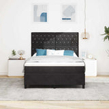 Box Spring Bed Black and White 137 x 187 cm Velvet