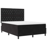 Box Spring Bed Black and White 137 x 187 cm Velvet