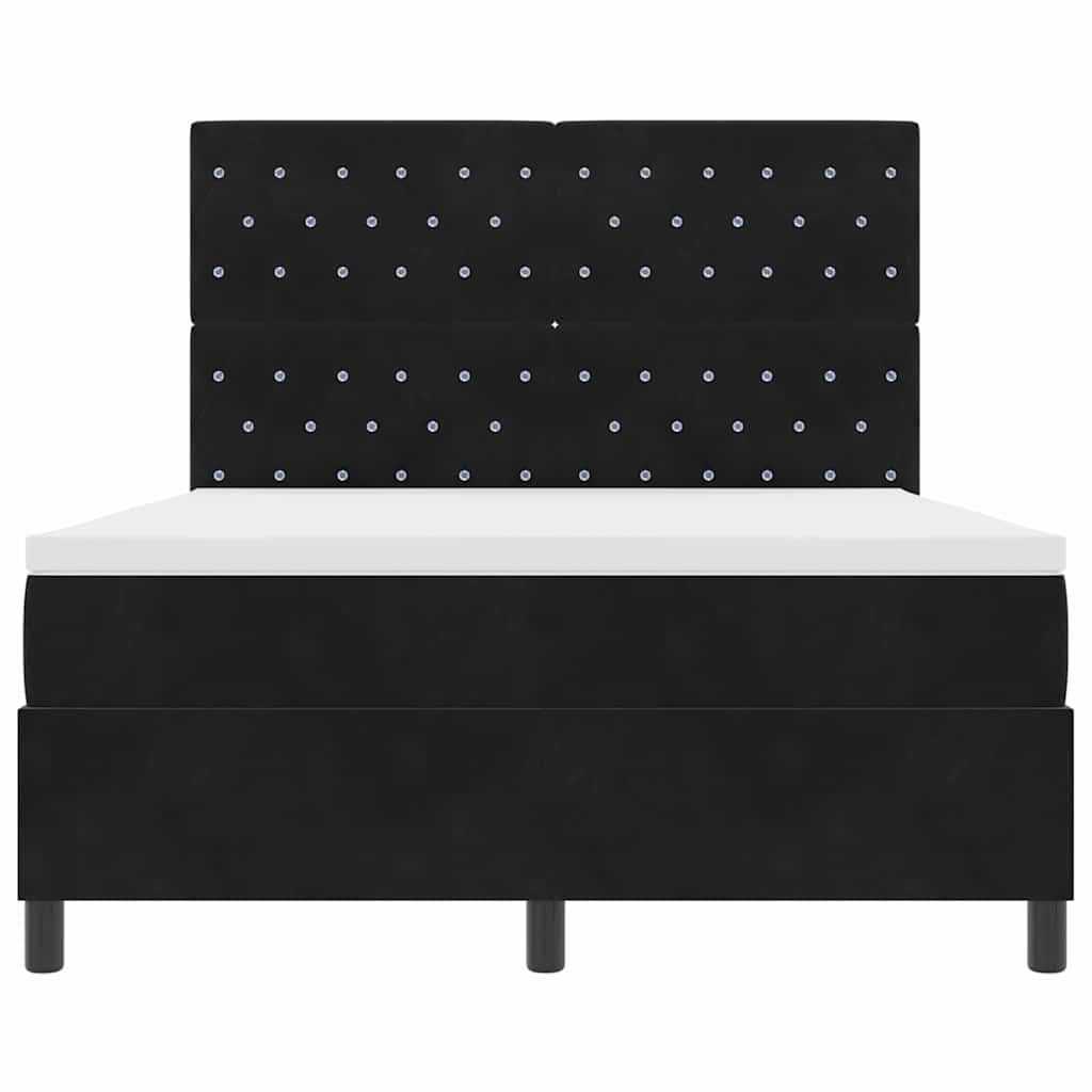 Box Spring Bed Black and White 137 x 187 cm Velvet