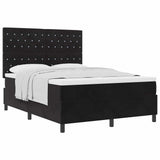 Box Spring Bed Black and White 137 x 187 cm Velvet - Side View