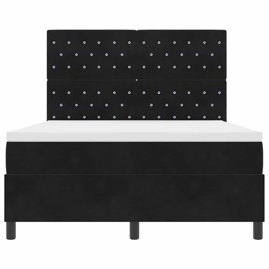 Box Spring Bed Black and White 152 x 203 cm Velvet