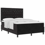 Box Spring Bed Black and White 152 x 203 cm Velvet