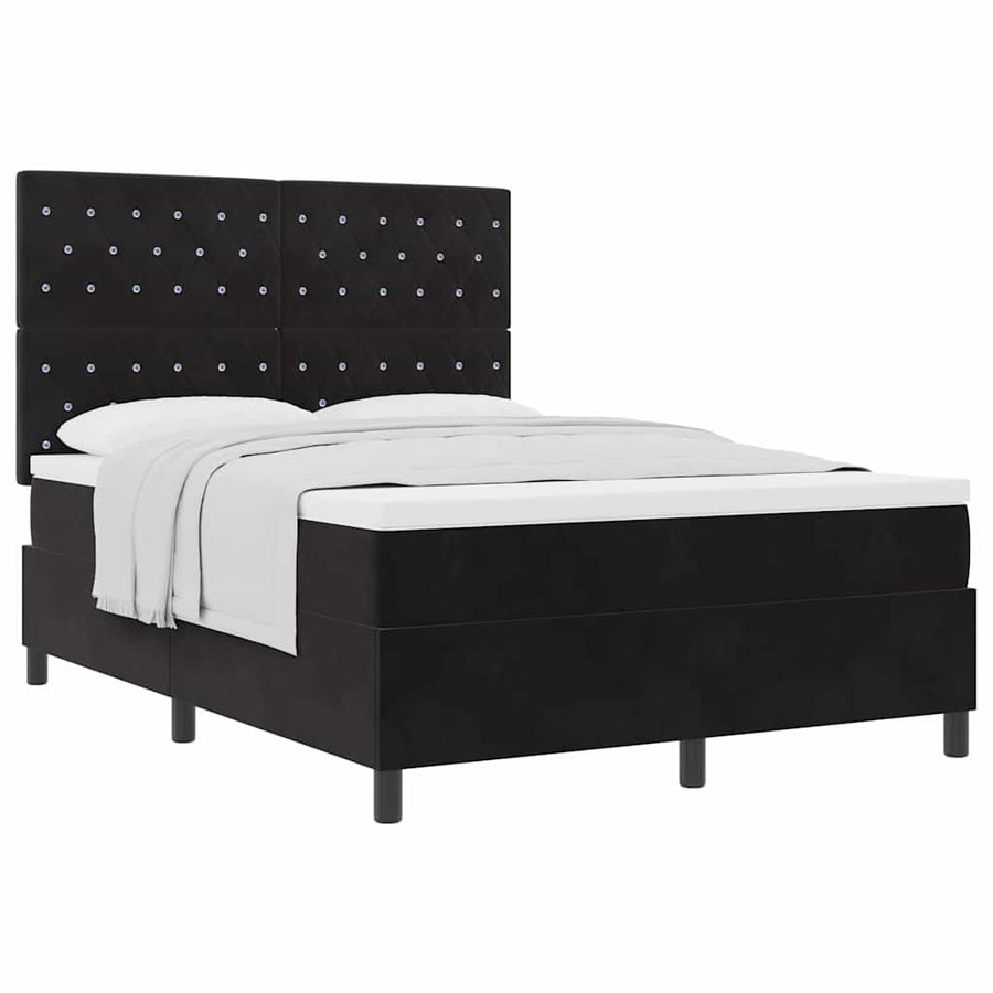 Box Spring Bed Black and White 152 x 203 cm Velvet