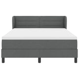 Box Spring Bed Striped Dark Grey and White 193 x 137 x 88 cm - Close-Up Angle