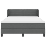 Box Spring Bed Dark Grey and White 152 x 203 cm Fabric