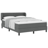 Box Spring Bed Dark Grey and White 152 x 203 cm Fabric