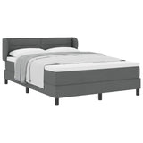Box Spring Bed Striped Dark Grey and White 203 x 152 x 88 cm - Side View