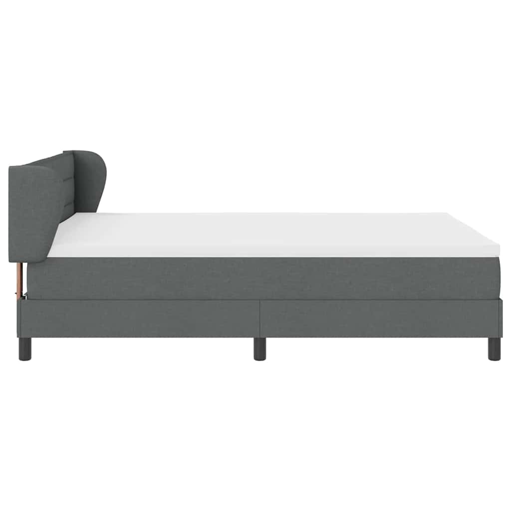Box Spring Bed Striped Dark Grey and White 203 x 152 x 88 cm