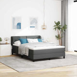 Box Spring Bed Dark Grey and White 137 x 187 cm Fabric