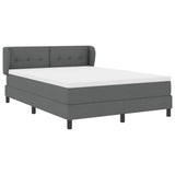 Box Spring Bed Dark Grey and White 137 x 187 cm Fabric
