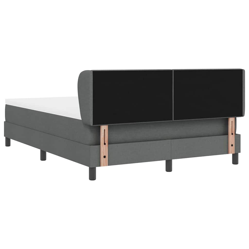 Box Spring Bed Dark Grey and White 137 x 187 cm Fabric