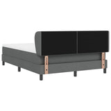 Box Spring Bed Dark Grey and White 137 x 187 cm Fabric