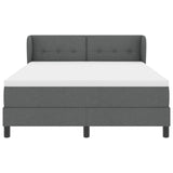Box Spring Bed Dark Grey and White 137 x 187 cm Fabric