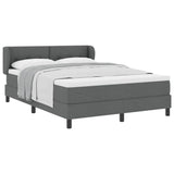 Box Spring Bed Dark Grey and White 137 x 187 cm Fabric