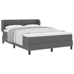 Box Spring Bed Dark Grey and White 152 x 203 cm Fabric