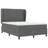 Box Spring Bed Dark Grey and White 137 x 190 cm Fabric